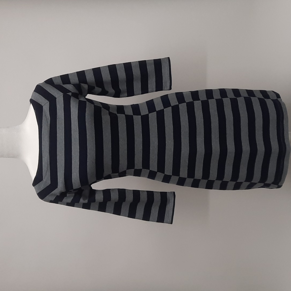 NWT GAP Navy & Gray Figure Flattering Striped Dress, Size XS